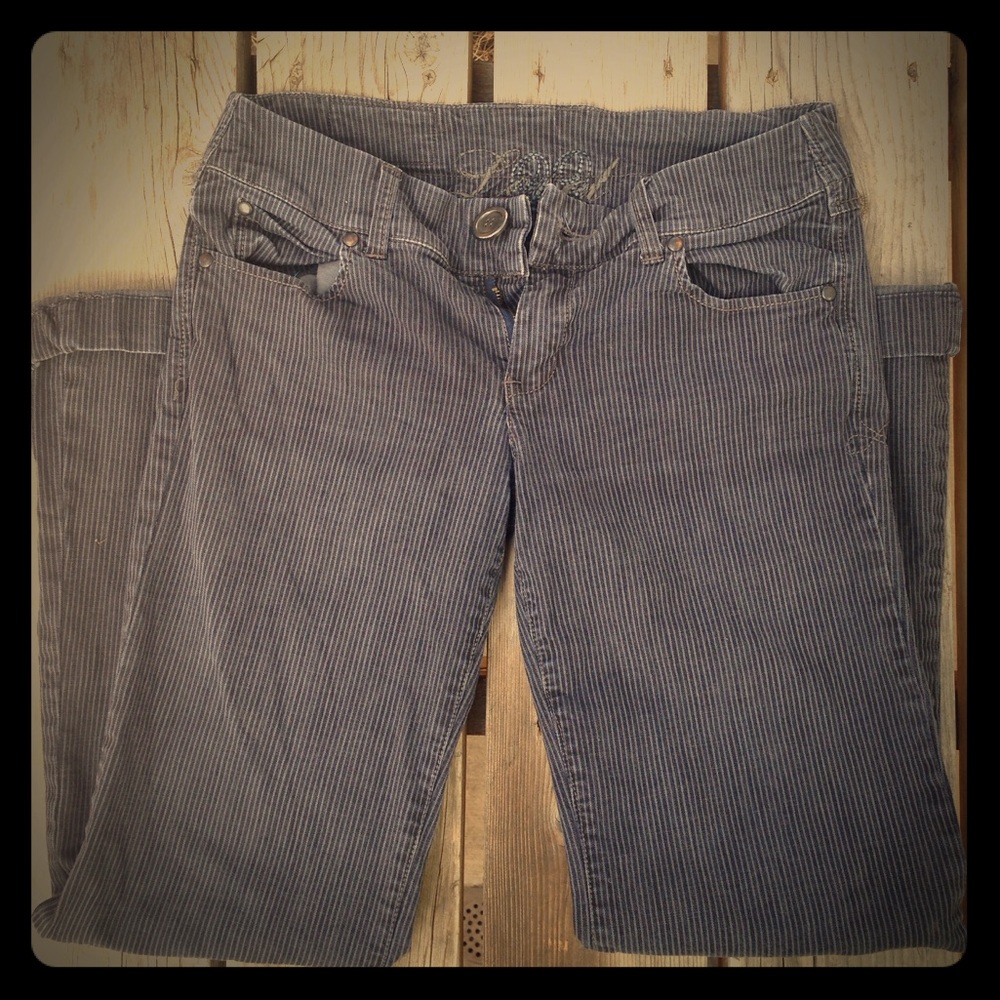 Level 99 Pinstripe Stretch Bell Bottom Pants